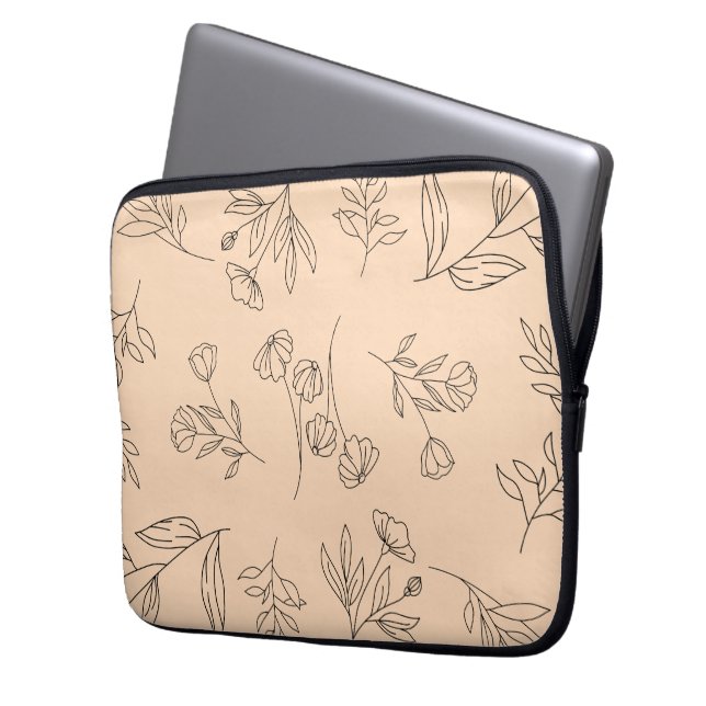 Flower silhouette mönster laptop fodral (Framsidan Vänster)