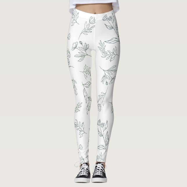 Flower silhouette mönster leggings (Framsida)