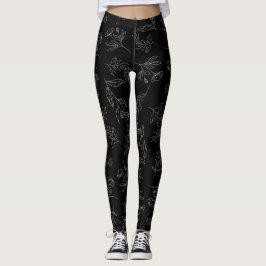 Flower silhouette mönster leggings