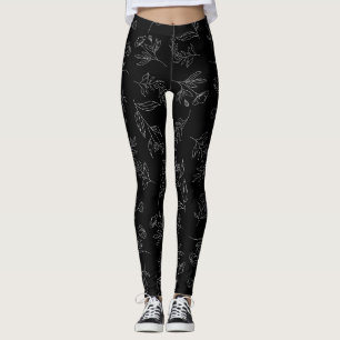 Flower silhouette mönster leggings