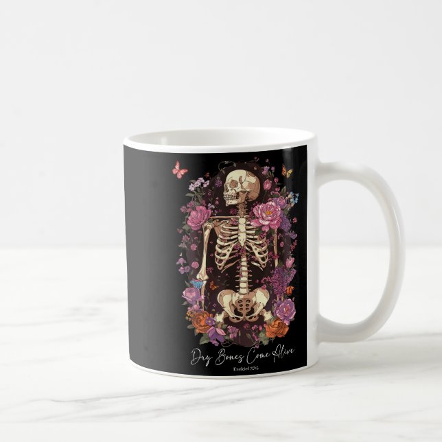 Flower Skeleton Dry Bones Come Alive, Retro Enchan Kaffemugg (Höger)