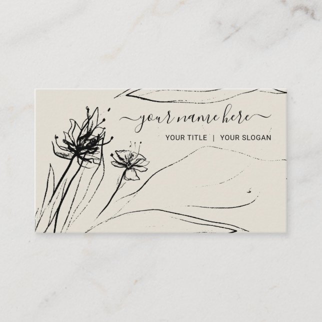 Flower Sketch Elegant handdragen Papper Visitkort (Framsida)