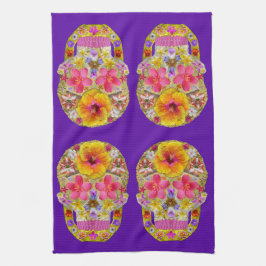 Flower Skull 4-Tropical Kökshandduk