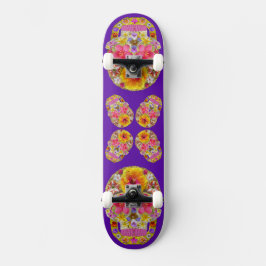 Flower Skull 4-Tropical Mini Skateboard Bräda 18,5 Cm