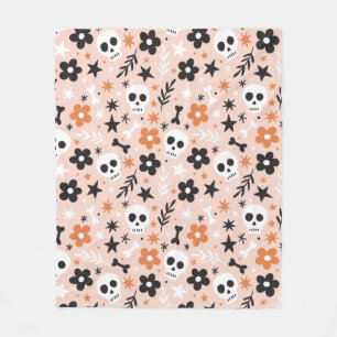 Flower Skull Mönster Fleecefilt