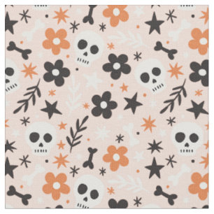 Flower Skull Mönster Tyg
