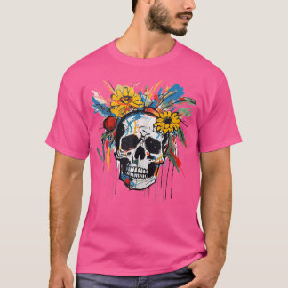 Flower Skull Punk Contemporary Pop Art Graffiti Fl T Shirt