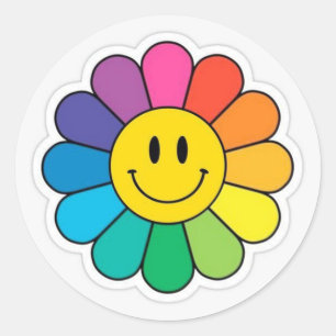 Flower Smile tryckt Runt Klistermärke
