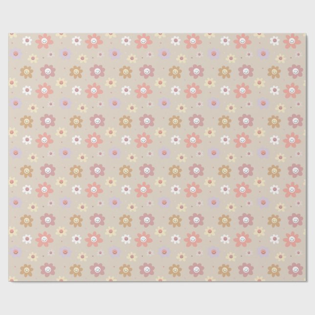 Flower Smiley Wrapping Paper Presentpapper (Platt)