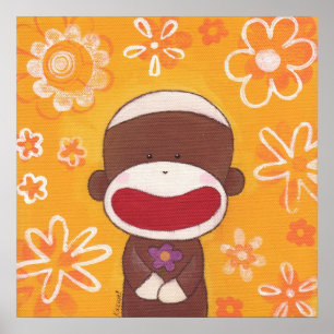 Flower Sock monkey Poster