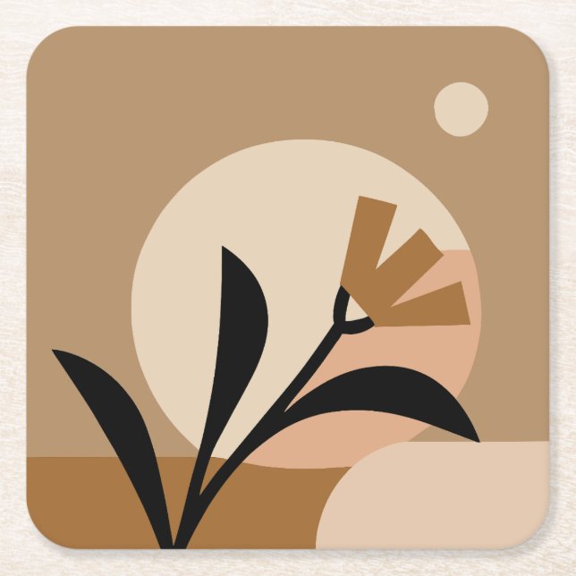 Flower Sol Boho Underlägg Papper Kvadrat (Framsidan)