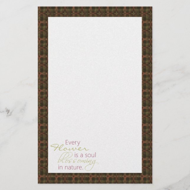 Flower Soul Blossoming Quote Stationery Brevpapper (Framsida)