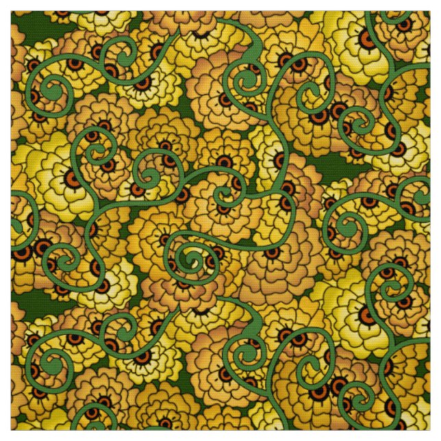 Flower Spiral - Gult Tyg (Provkarta)