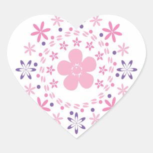 Flower Spiral: Vector Art: Heart Sticker Hjärtformat Klistermärke