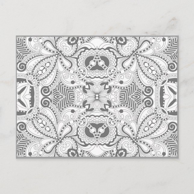 Flower Square Doodle Vykort (Framsida)
