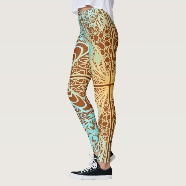 Flower Square Rose Overlay Lace Art 2 Leggings (Vänster)