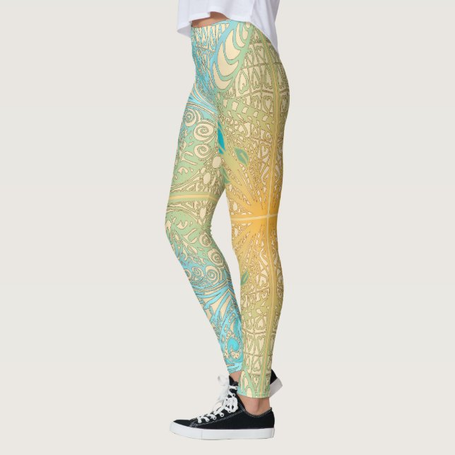 Flower Square Rose Overlay Lace Art Leggings (Vänster)