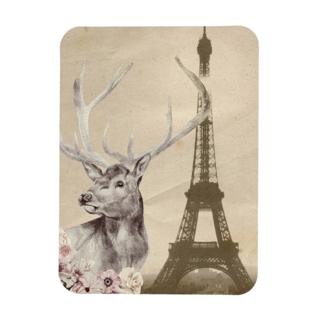 Flower Stag & Eiffel Torn Magnet (Vertikal)