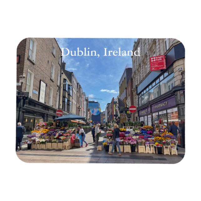 Flower stand on Thomas Street, Dublin, Irland Magnet (Horisontell)