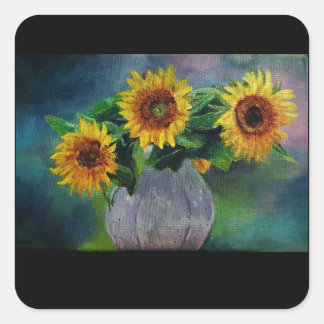 flower sticker/label fyrkantigt klistermärke