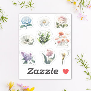Flower Sticker Pack Watercolor Söt Garden Cute Klistermärken