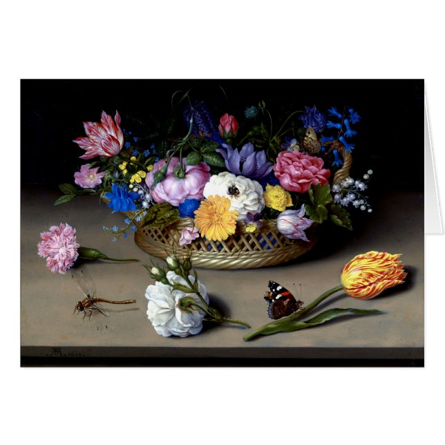 Flower still Life Bosschaert Dutch Painting Art Hälsningskort (Framsidan Horizontal)