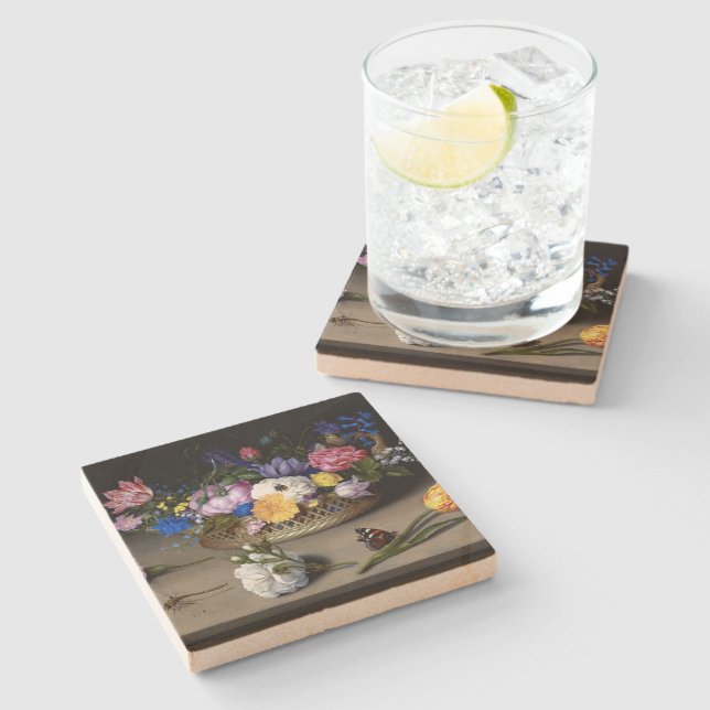 Flower still Life Bosschaert Dutch Painting Art Underlägg Sten (Sidan)