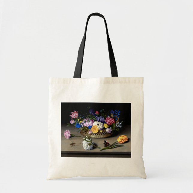 Flower still Life Classic Painting Tote Bag Tygkasse (Framsidan)