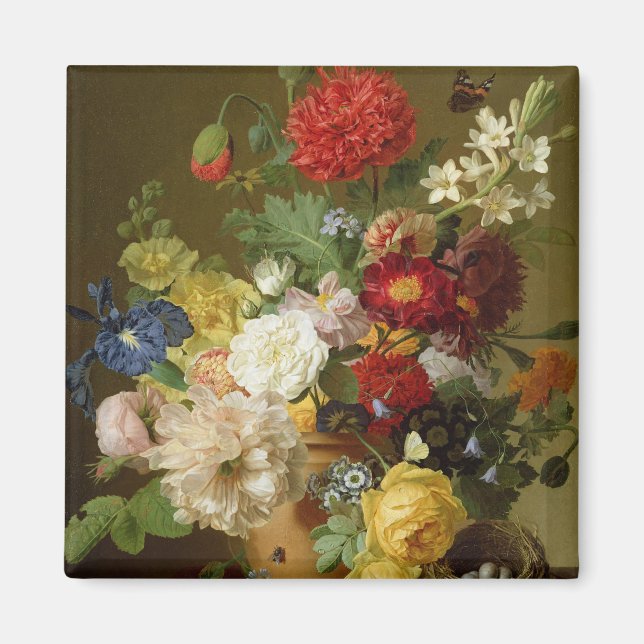 Flower still Life på en marmorligge, 1800-01 Magnet (Framsidan)