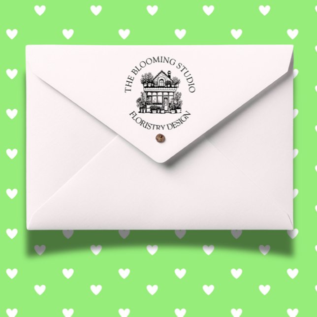 Flower Storefront Rubber Frimärke Stämpel (Personalize your crafts or business with a charming Flower Storefront Rubber Stamp.)