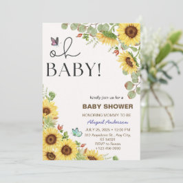 Flower Sun Floral Girls Baby Shower Invitations Inbjudningar
