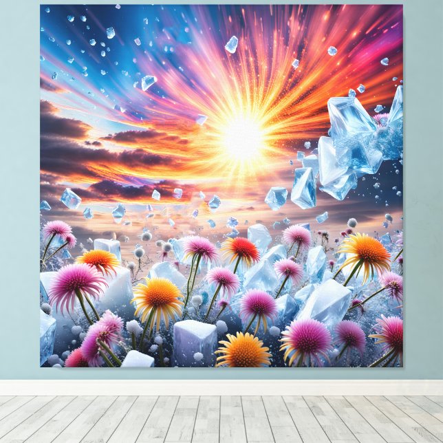 Flower Sunset Canvastryck (Insitu (trägolv))