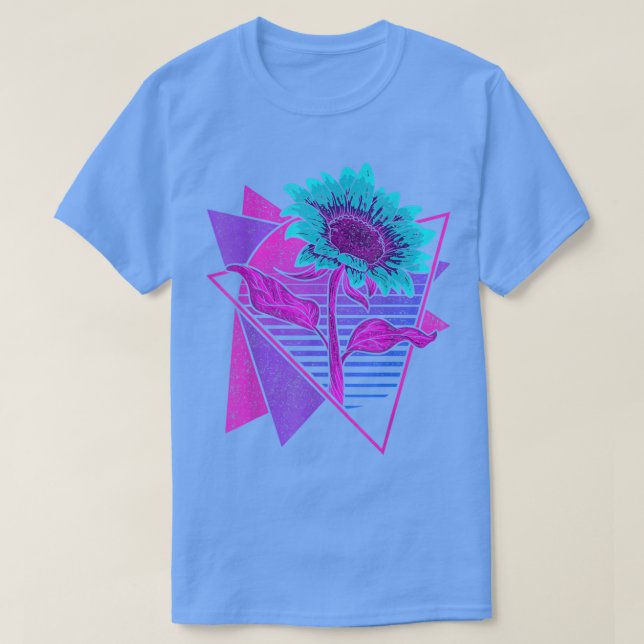 Flower Synthwave Aesthetic Retro Art Vaporwave Sol T Shirt (Design framsida)