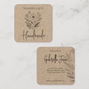Flower Teckning Handmade Craft Simple Kraft Papper Fyrkantigt Visitkort