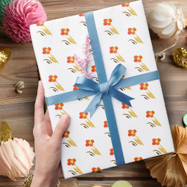 Flower Teckning Rosa Mönster Girl Birthday Presentpapper