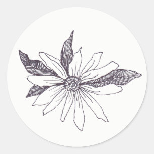 Flower Teckning Runt Klistermärke