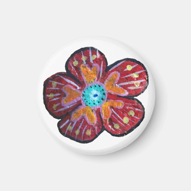 Flower Teckning Small, 3,2 cm runda magneter (Framsidan)