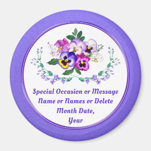 Flower Théed Birthday, Pansy, Blommigt Magnets Magnet