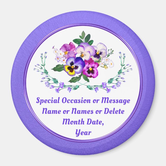 Flower Théed Birthday, Pansy, Blommigt Magnets Magnet (Framsidan)