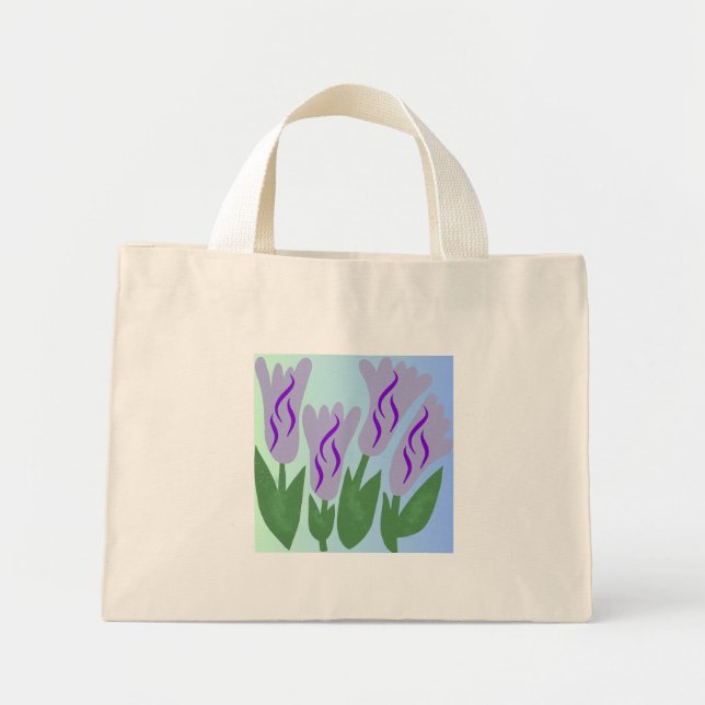 Flower Tote Bag Mini Tygkasse (Framsidan)