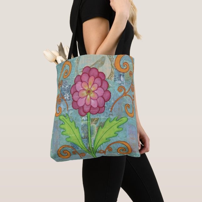 Flower Tote Bag Tygkasse (Närbild)