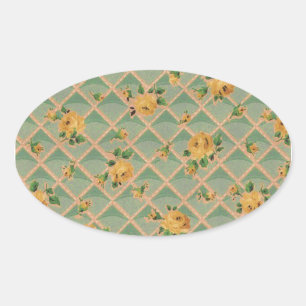 Flower Trellis Rosenknopp Sticker Ovalt Klistermärke