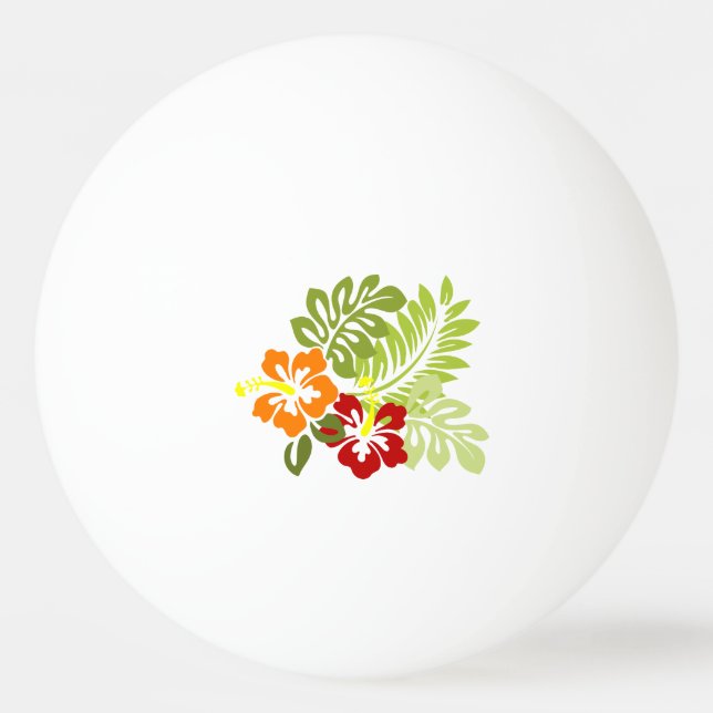 Flower Tropical Löv Hibiscus Hawaii Red Orange. Pingisboll (Framsidan)