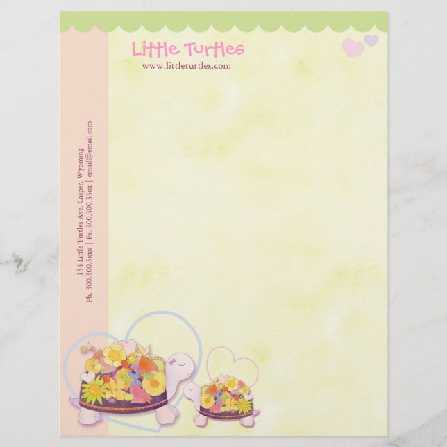 Flower Turtles Childcare Daycare Business Brevhuvud (Framsida)