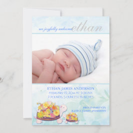 Flower Turtles Pojke Birth Notice Meddelande