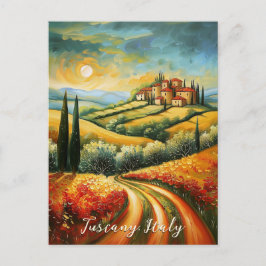 Flower Valley Tuscany-målning | Italien Travel Art Vykort