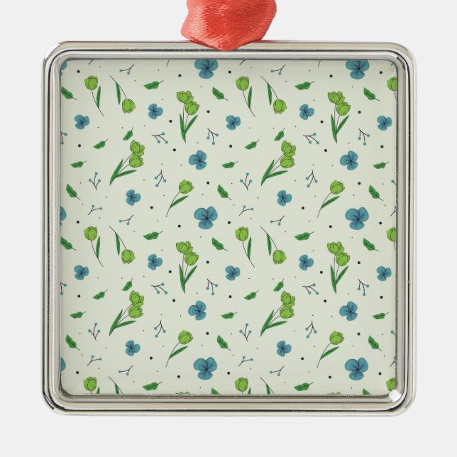 Flower Vår Botanical Blommigt Julgransprydnad Metall (Framsidan)
