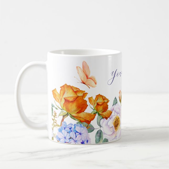 Flower vår-trädgårdsfjäril kaffemugg (Vänster)