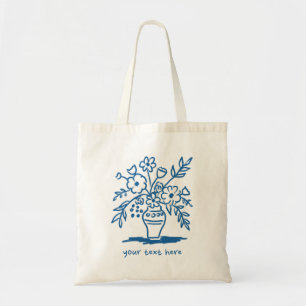 Flower Vas Doodle Anpassningsbar Livsmedel Shoppin Tygkasse