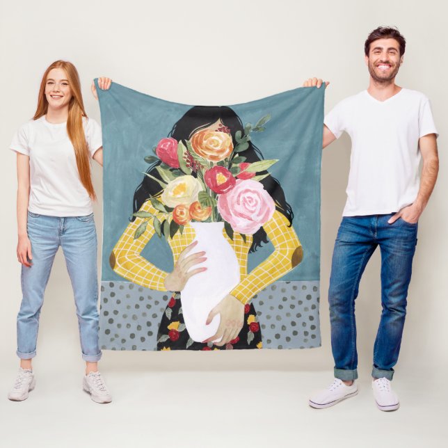 Flower Vas Girl Fleecefilt (På plats)